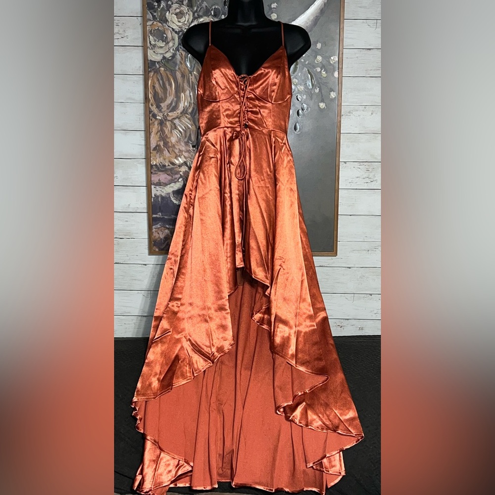Elegant Satin Orange Dress